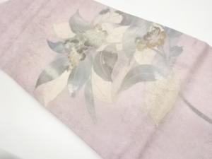 紗 引箔花葉模様織出し名古屋帯